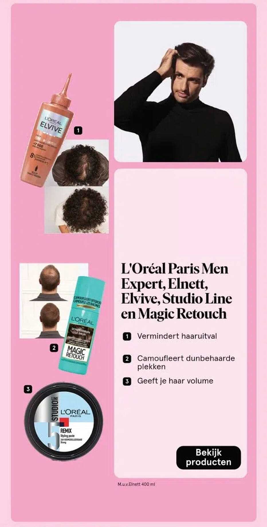 L'Oréal Paris Men Expert, Elnett, Elvive, Studio Line en Magic Retouch