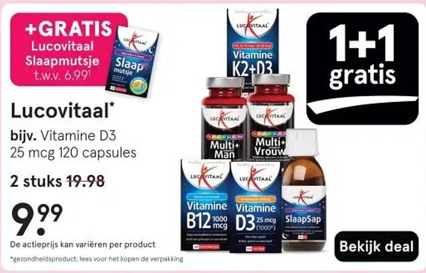 Lucovitaal bijv. Vitamine D3 25 mcg 120 capsules 2 stuks 19.98