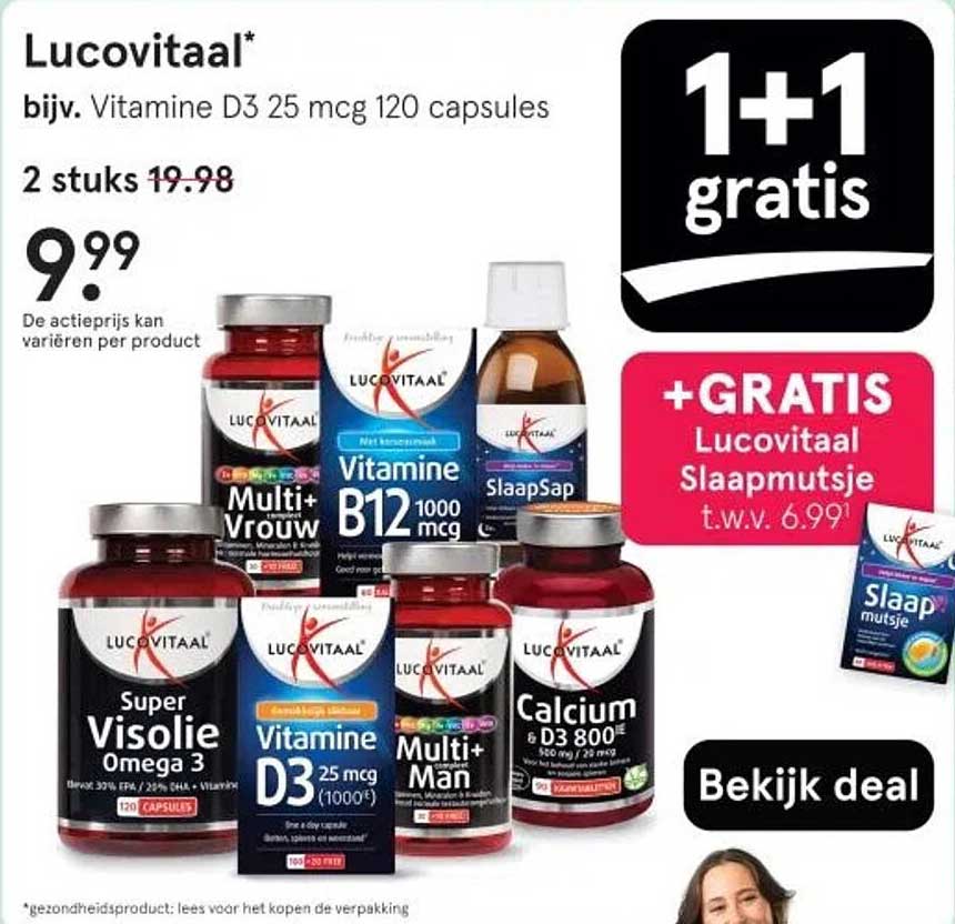 Lucovitaal bijv. Vitamine D3 25 mcg 120 capsules 2 stuks 19.98