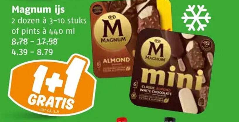 Magnum ijs 2 dozen à 3-10 stuks of pints à 440 ml