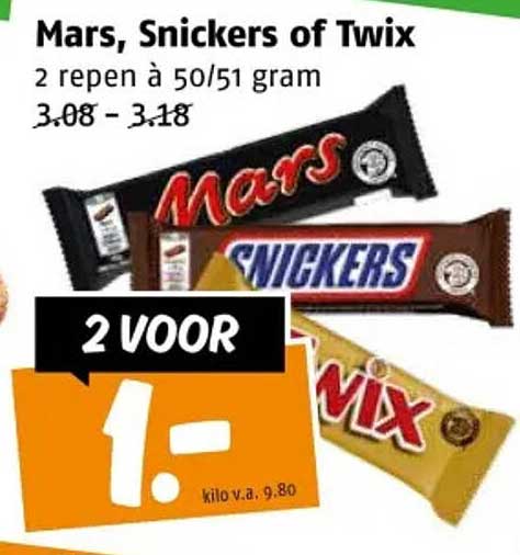 Mars, Snickers of Twix