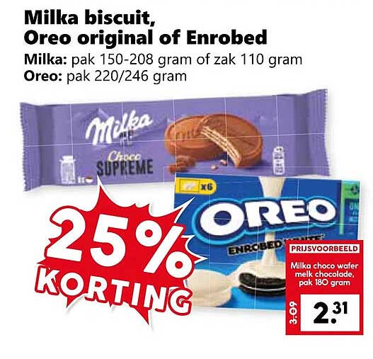 Milka biscuit, Oreo original of Enrobed