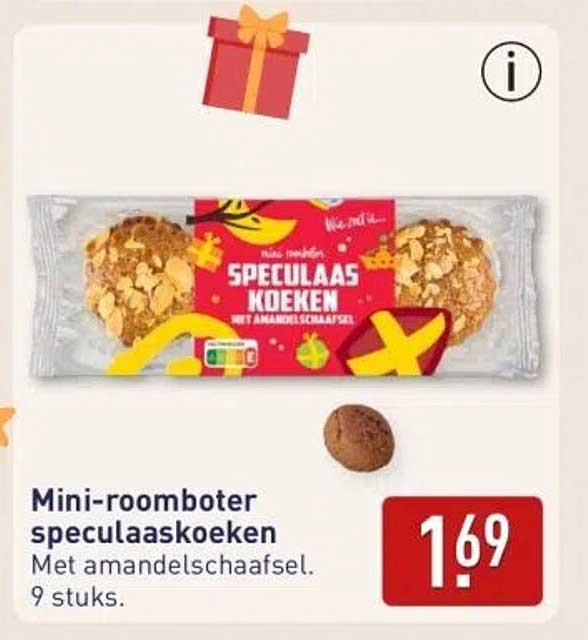 Mini-roomboter speculaaskoeken met amandelschaafsel, 9 stuks.