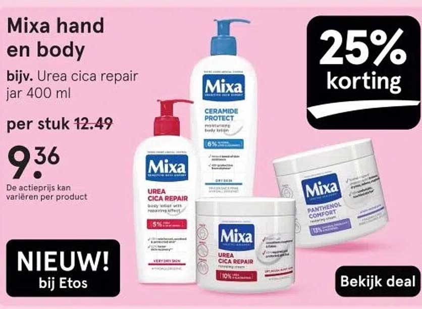 Mixa hand en body bijv. Urea cica repair jar 400 ml