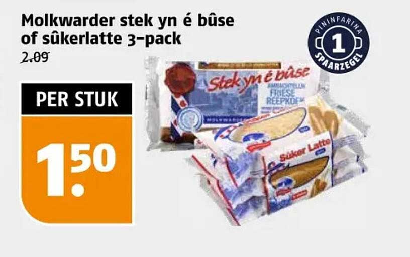 Molkwarder stek yn é bûse of sûkerlatte 3-pack