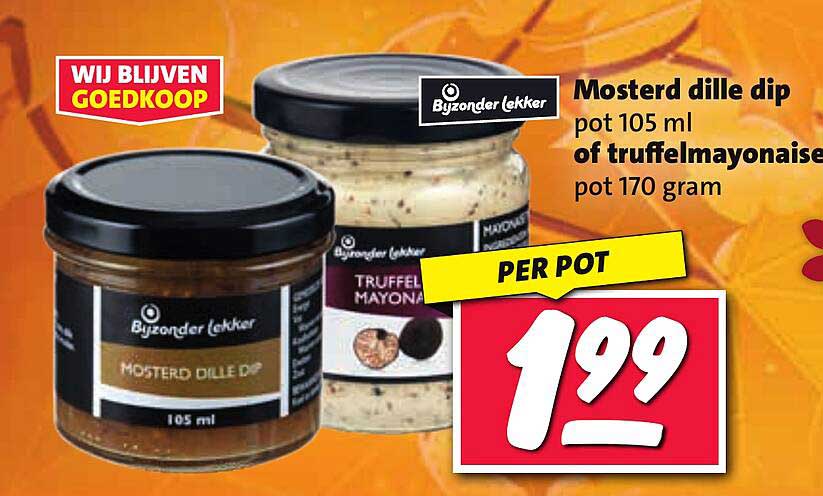 Mosterd dille dip pot 105 ml of truffelmayonaise pot 170 gram