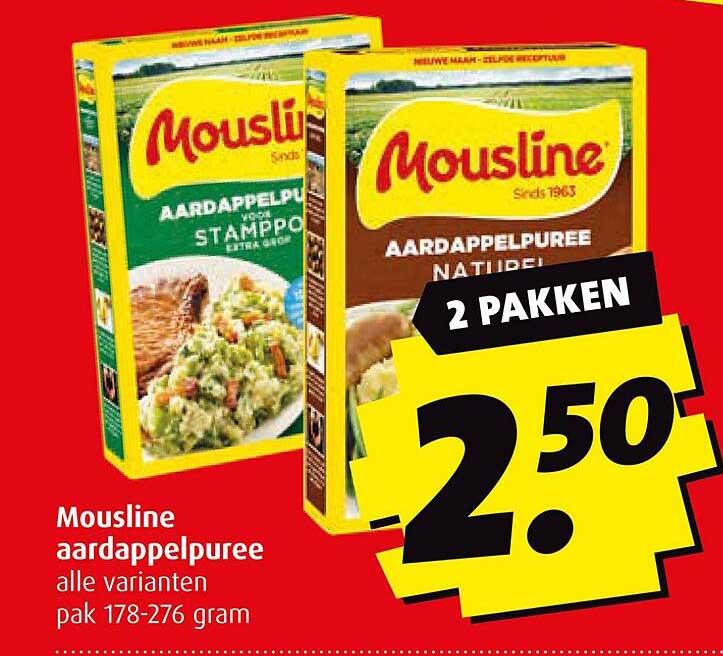 Mousline aardappelpuree alle varianten pak 178-276 gram