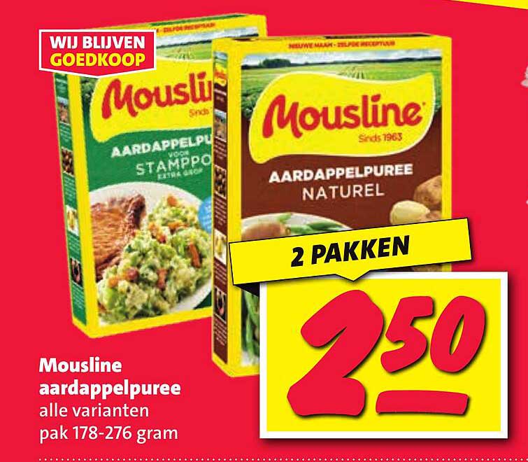 Mousline aardappelpuree alle varianten pak 178-276 gram