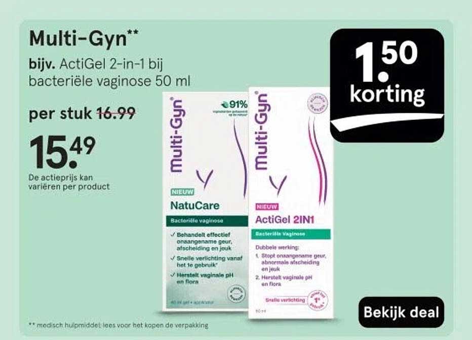 Multi-Gyn ActiGel 2-in-1 bij bacteriële vaginose 50 ml