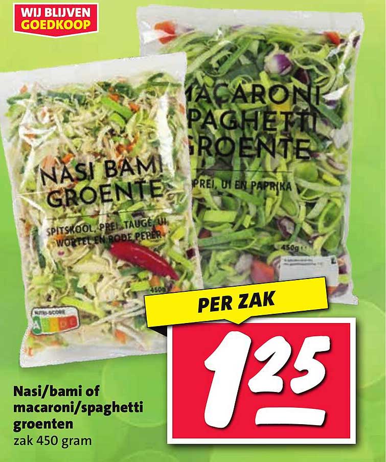 Nasi/bami of macaroni/spaghetti groente zak 450 gram
