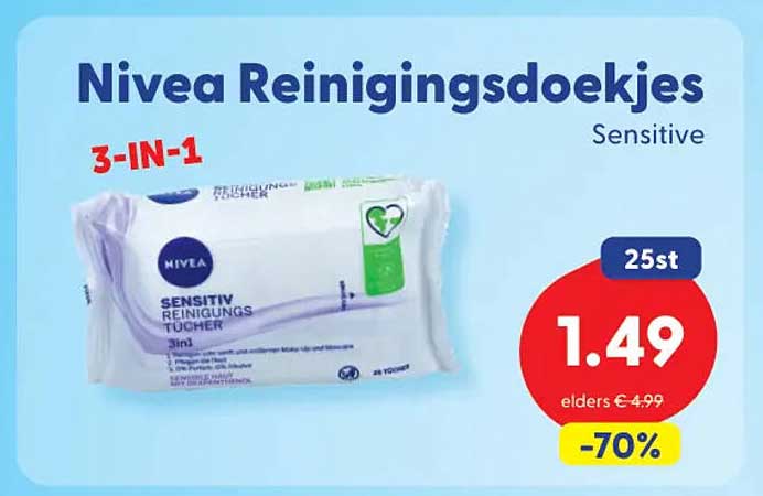 Nivea Reinigingsdoekjes 3-IN-1 Sensitive