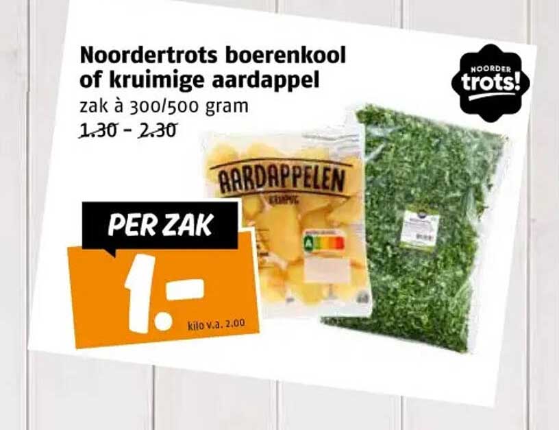 Noordertrots boerenkool of kruimige aardappel zak à 300/500 gram
