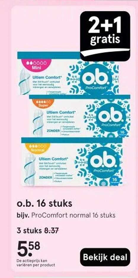 o.b. 16 stuks bijv. ProComfort normal 16 stuks