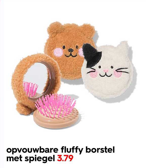 opvouwbare fluffy borstel met spiegel