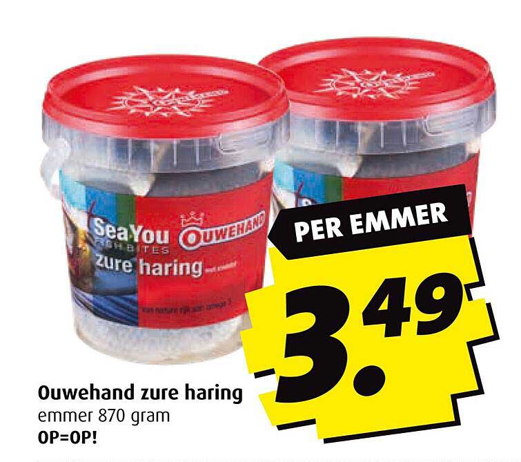 Ouwehand zure haring emmmer 870 gram OP=OP!