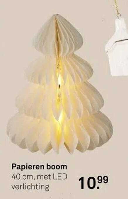 Papieren boom 40 cm, met LED verlichting