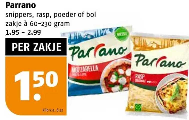 Parrano snippers, rasp, poeder of bol zakje à 60-230 gram