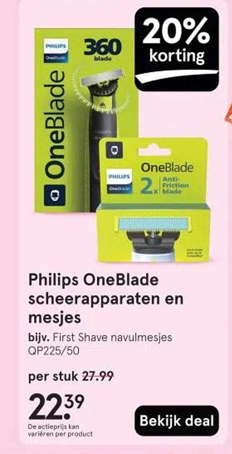 Philips OneBlade scheerapparaten en mesjes bijv. First Shave navulmesjes QP225/50