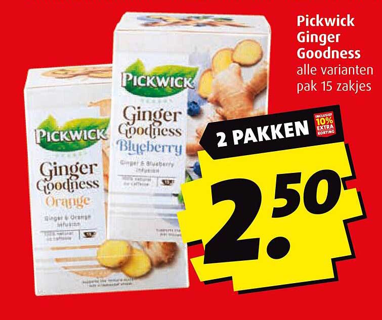Pickwick Ginger Goodness alle varianten pak 15 zakjes