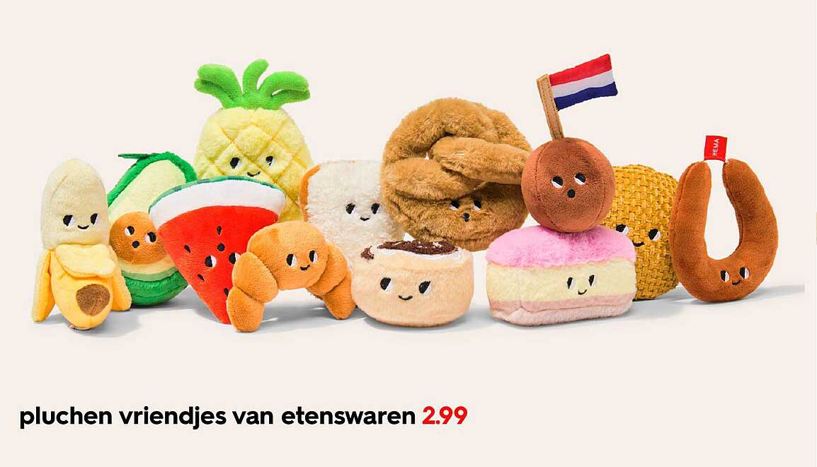 pluchen vriendjes van etenswaren