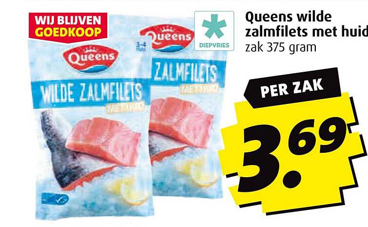 Queens wilde zalmfilets met huid 375 gram