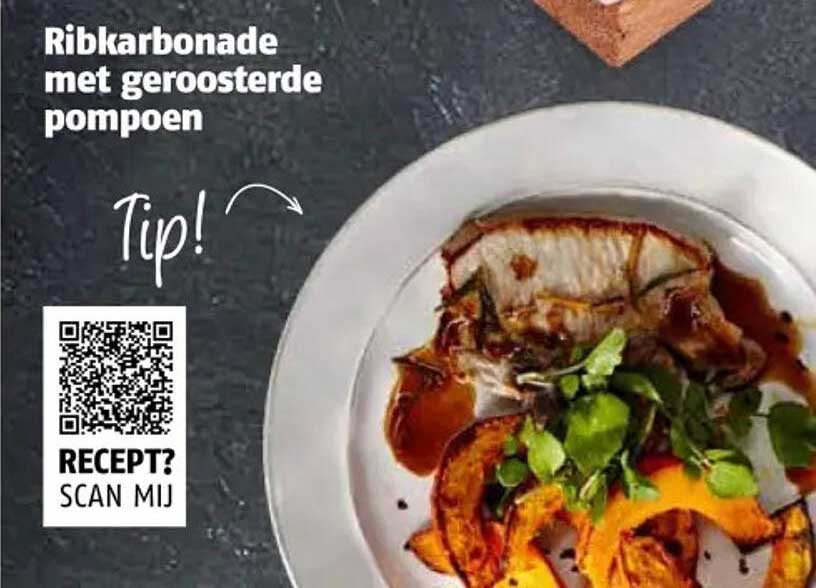 Ribkarbonade met geroosterde pompoen