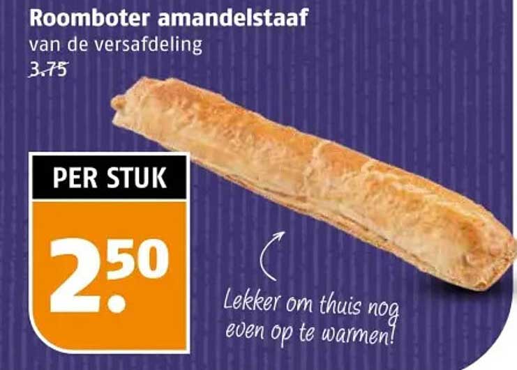 Roomboter amandelstaaf van de versafdeling
