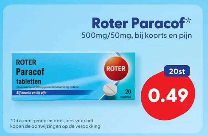 Roter Paracof* 500mg/50mg, bij koorts en pijn
