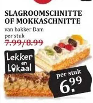 SLAGROOMSCHNITTE OF MOKKASCHNITTE van bakkker Dam per stuk