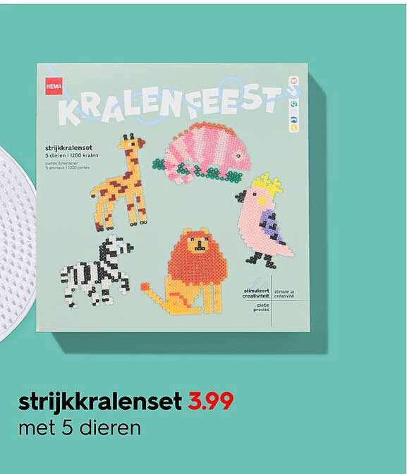 strijkkralenset 3.99 met 5 dieren