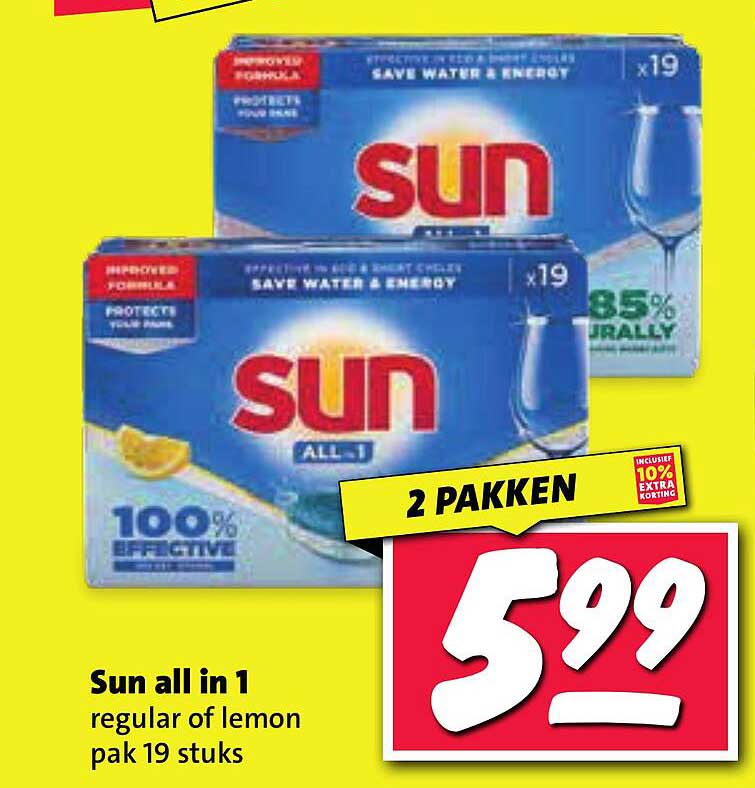 Sun all in 1 regular of lemon pak 19 stuks