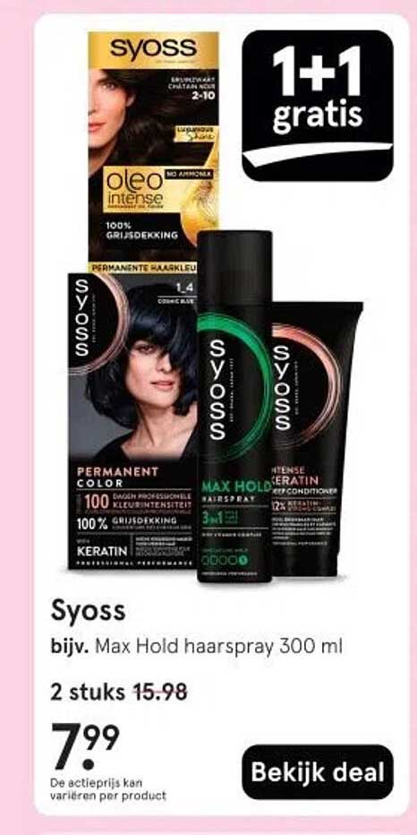 Syoss bijv. Max Hold haarspray 300 ml