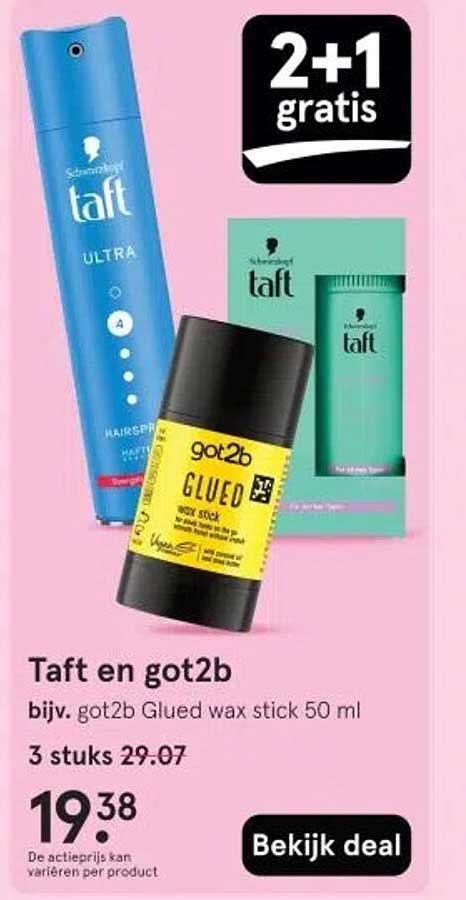 Taft en got2b bijv. got2b Glued wax stick 50 ml