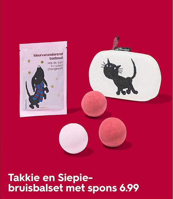 Takkie en Siepie-bruisbalset met spons 6.99