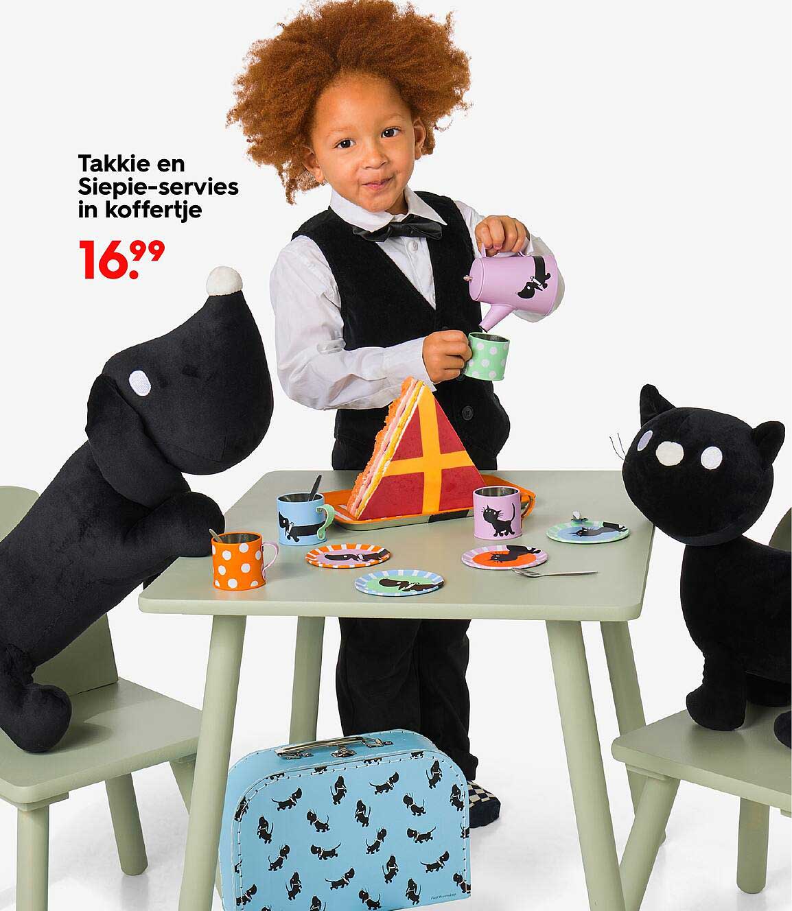 Takkie en Siepie-servies in koffertje