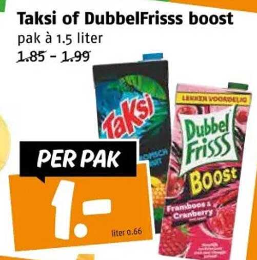 Taksi of DubbelFrisss boost pak à 1.5 liter