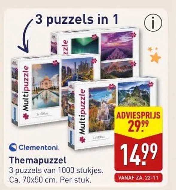 Them puzzel 3 puzzels van 1000 stukjes. Ca. 70x50 cm. Per stuk.