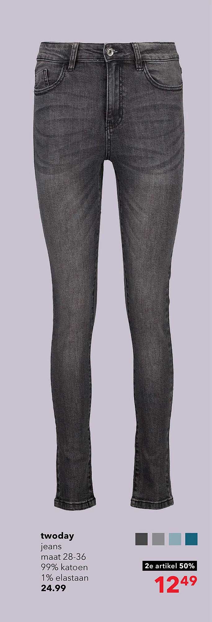 twoday jeans maat 28-36 99% katoen 1% elastaan