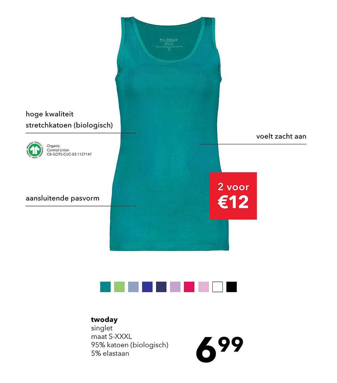 twoday singlet 2 voor €12
