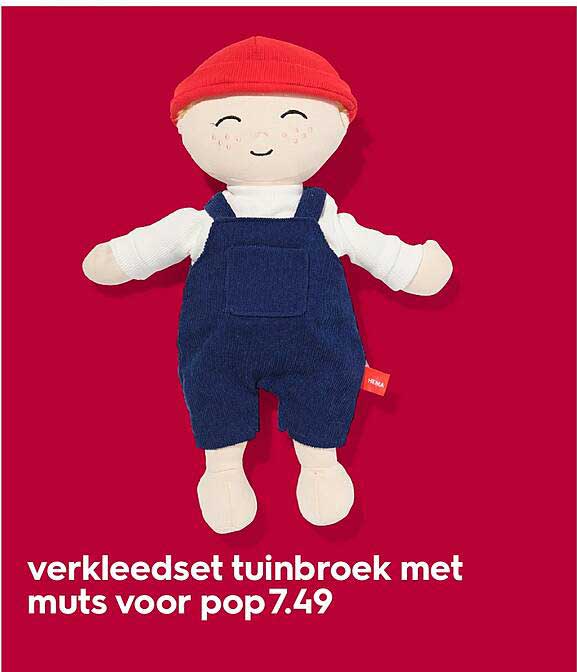 verkleedset tuinbroek met muts voor pop7.49