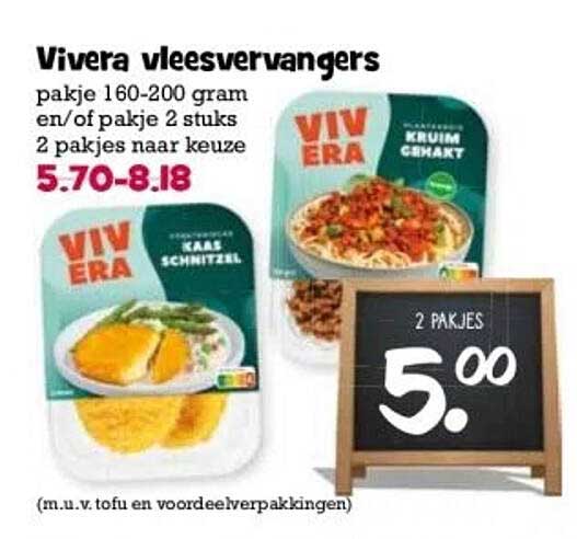 Vivera vleesvervangers pakje 160-200 gram en/of pakje 2 stuks 2 pakjes naar keuze