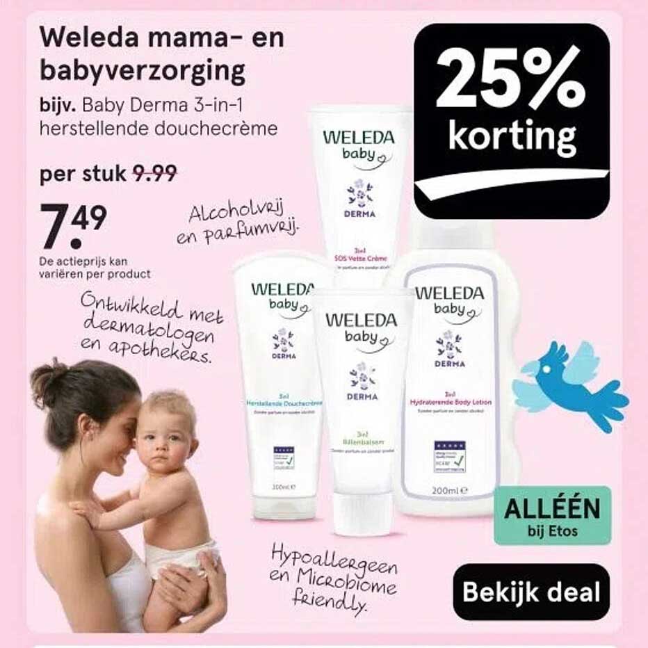 Weleda mama- en babyverzorging bijv. Baby Derma 3-in-1 herstellende douchecrème