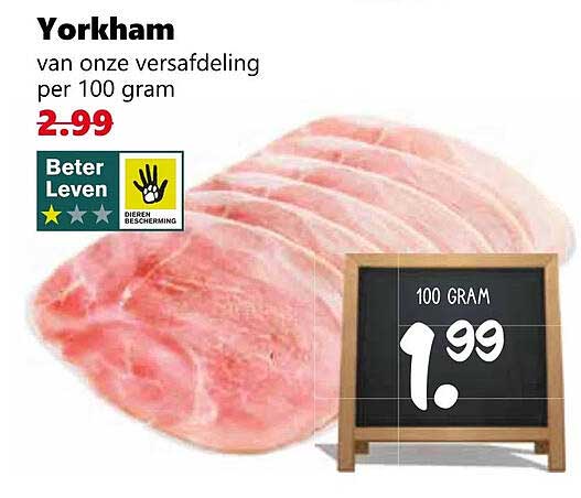 Yorkham van onze versafdeling per 100 gram