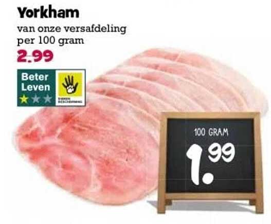 Yorkham van onze versafdeling per 100 gram