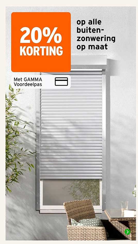 20% KORTING op alle buitenzonwering op maat
