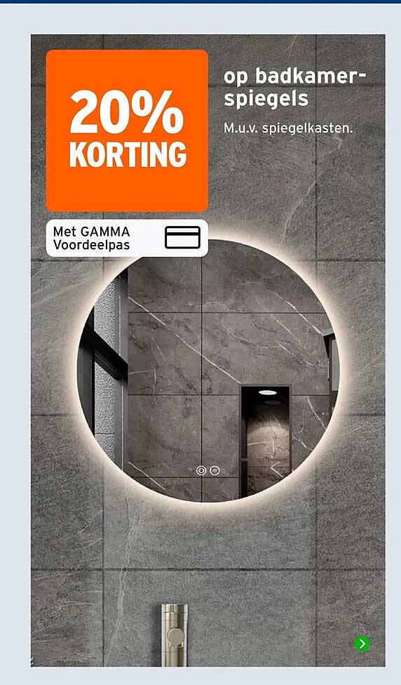 20% korting op badkamerspiegels