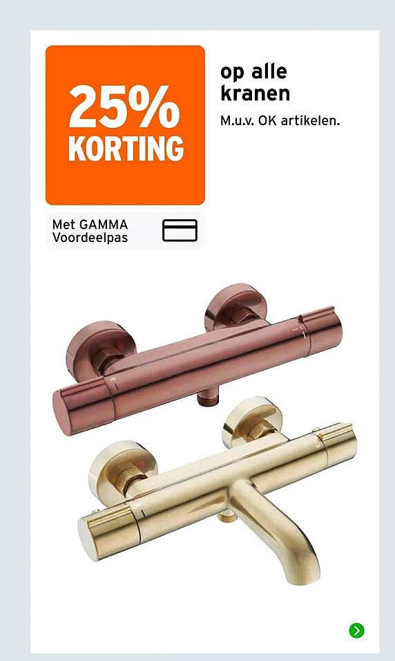 25% korting op alle kranen
