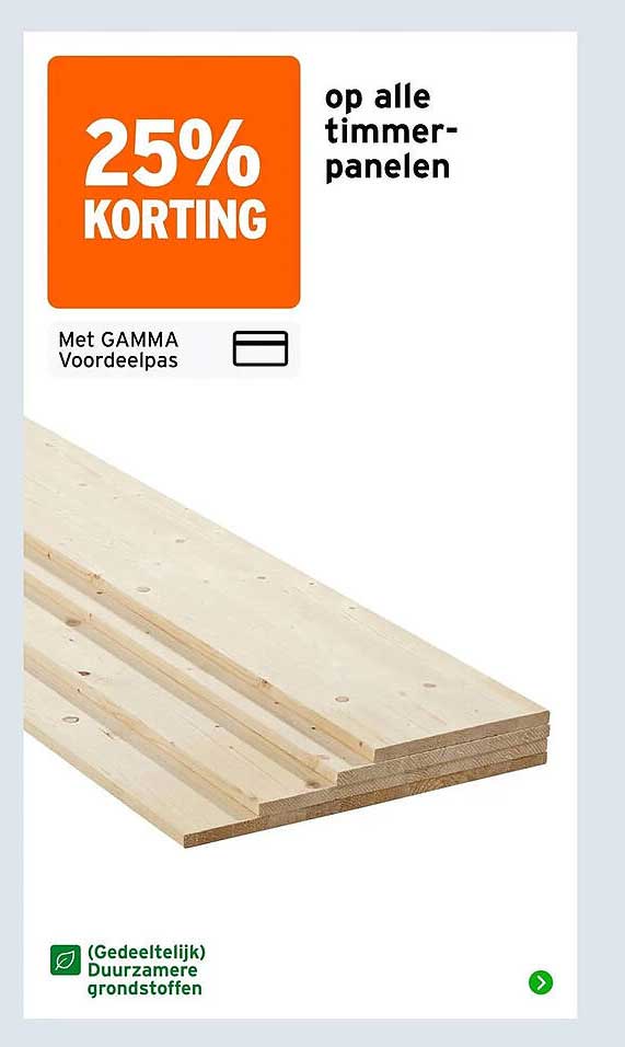 25% korting op alle timmerpanelen