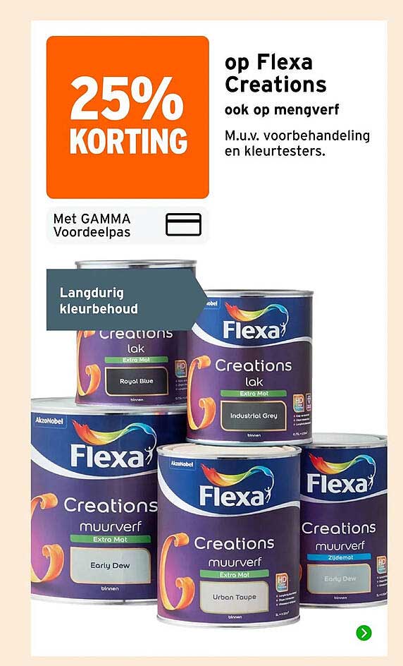 25% korting op Flexa Creations ook op mengverf