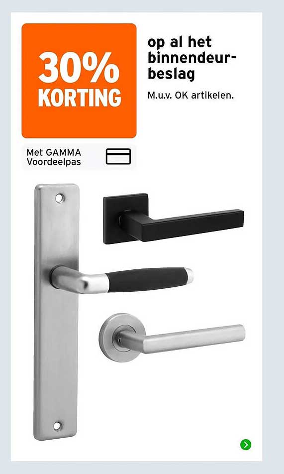 30% KORTING op al het binnendeurbeslag